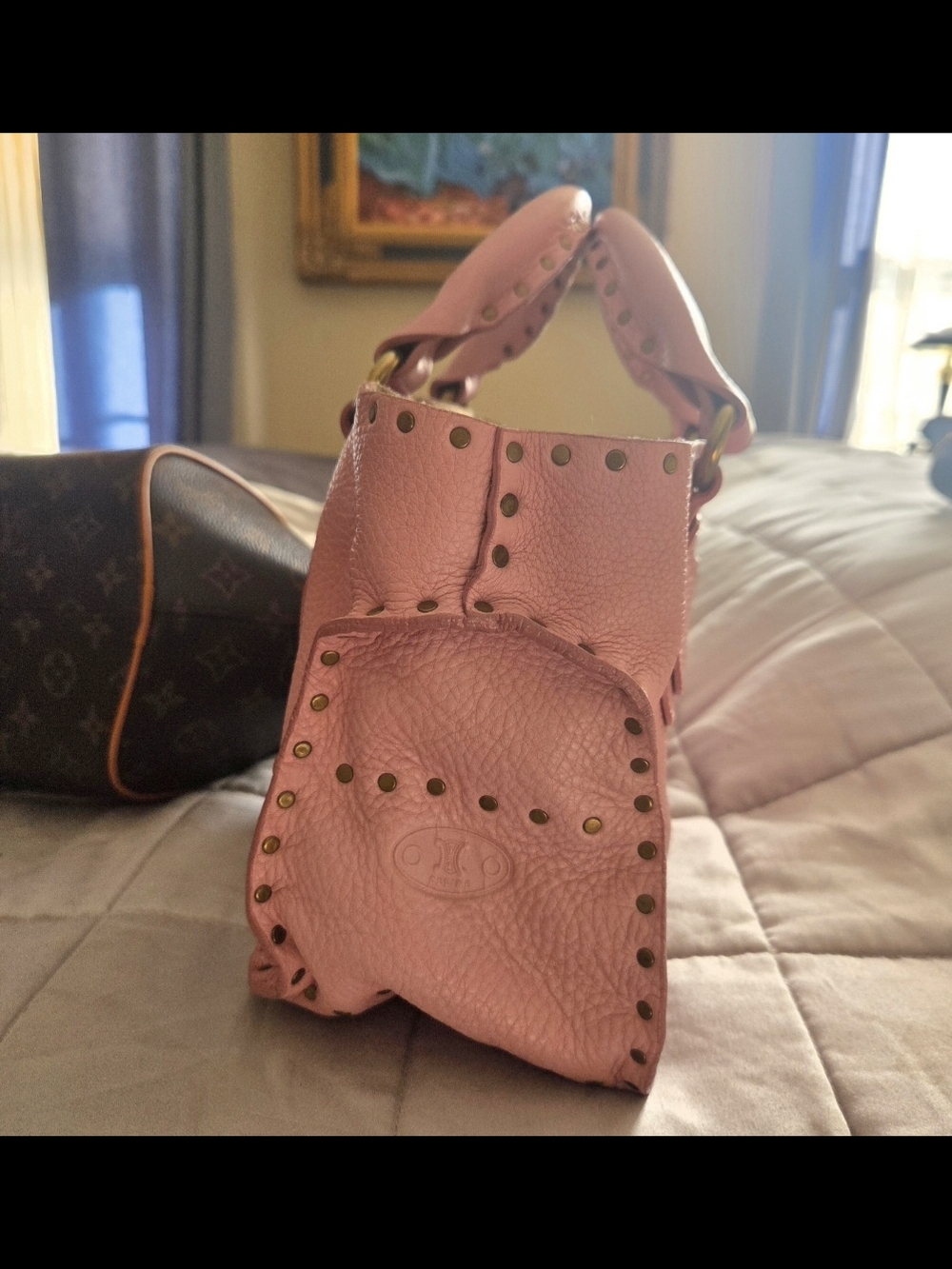 Celine Boogie Pink Leather With Gold Stud  Tote Handbag - Picture 16 of 16